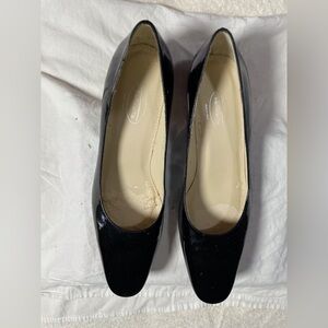 Talbots Patent Leather Square Toe Block Heel pumps Black Wm 11M